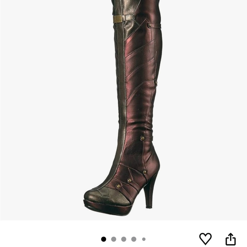 Women's Tall Platform Heel Boots in Deep Burgundy